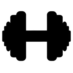 Black and White Dumbbell Silhouette for Fitness and Weightlifting Activities
