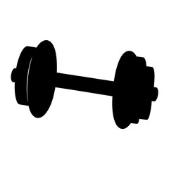 Black silhouette of a dumbbell for bodybuilding and weightlifting exercises
