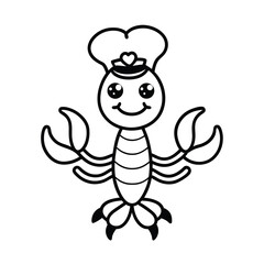 adorable cartoon lobster captain in underwater sce