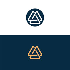 Strong Geometric Triangle unique Logo Design. Three Sharp Pointed Geometric Triangle Lines Logo Design.