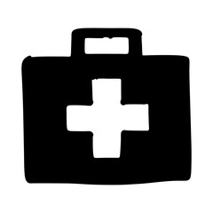 Stylized Drawing of a First Aid Kit Bag with Medical Cross