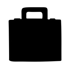 A black silhouette of a briefcase, symbolizing business and travel essentials