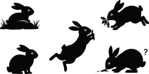 Fototapeta premium Elegant Rabbit Silhouettes A Vector Illustration Collection