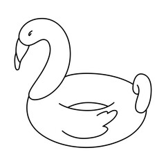 Bold easy coloring page of a kawaii and comfy flamingo float, perfect for summer pool days, relaxing vibes, and kids coloring fun. Ideal for beach themes, water play, and tropical-inspired crafts.