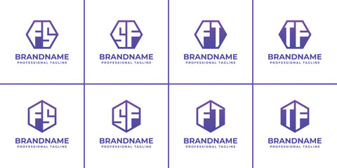Letters FS SF FT TF Hexagon Logo Set, suitable for business with FS SF FT TF initials