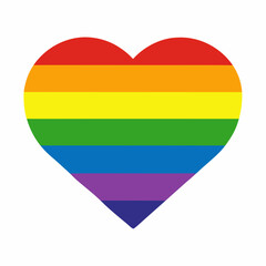 rainbow lgbt movement in heart shape vector icon on white background