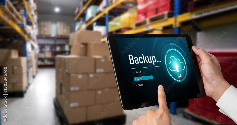 Poster backup storage data internet technology business concept. database storage cloud technology file dat