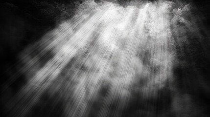 Light rays shining through a smoky atmosphere.