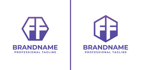 Letters FF Hexagon Logo Set, suitable for business with FF or FF initials