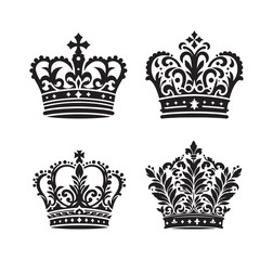 Set Hand drawn crown silhouette