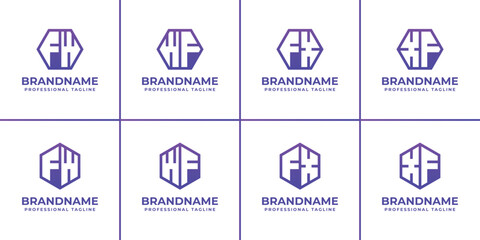 Letters FW WF FX XF Hexagon Logo Set, suitable for business with FW WF FX XF initials