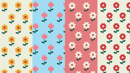 vector patrones de flores de colores 