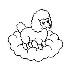 adorable princess poodle on a cloud coloring page
