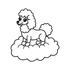 adorable princess poodle on a cloud coloring page