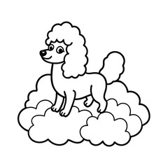 adorable princess poodle on a cloud coloring page