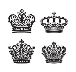 Fototapeta premium Set Hand drawn crown silhouette