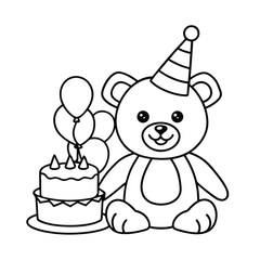 adorable teddy bear birthday party coloring page