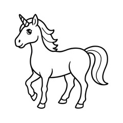 a unicorn horse line art coloring book illustratio
