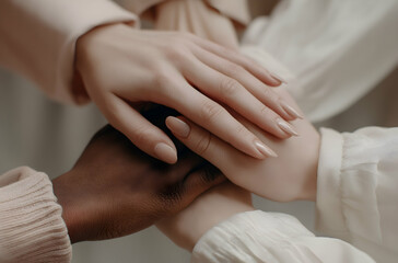 Fototapeta premium Hands Together Supporting Each Other Diversity Unity Concept