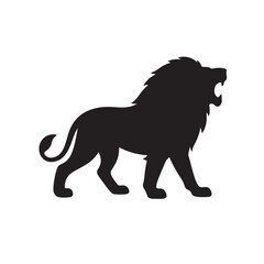 Obraz premium Lion Roaring Side View Silhouette
