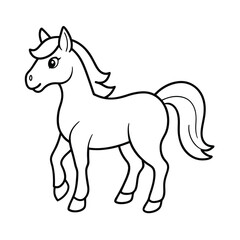 a unicorn horse line art coloring book illustratio