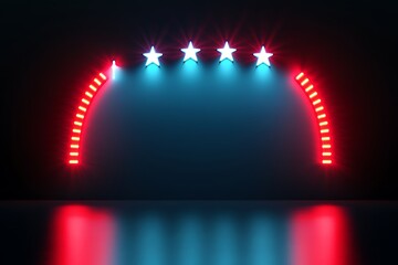 Neon Archway Stage Lighting with Stars, Stage Lighting Concept, Red and Blue Neon Lights