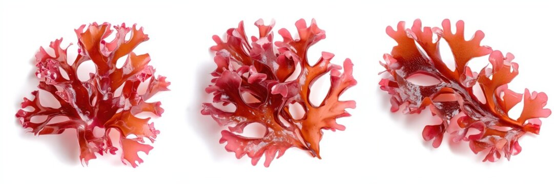 Irish Moss Carrageen Red Seaweed with Astaxanthin on White Background