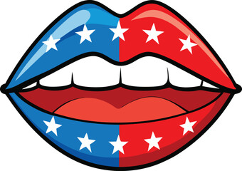 Patriotic Lips with American Flag Design