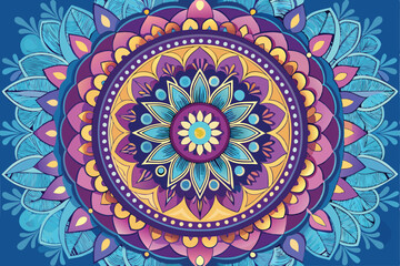 Vibrant Mandala Design with Intricate Floral Patterns