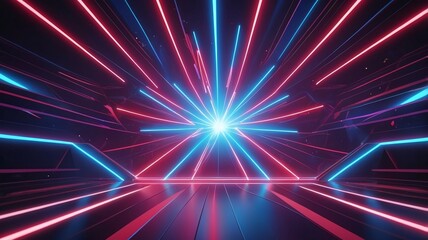 Abstract Neon Lines Futuristic Glowing Tunnel Background