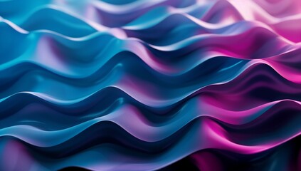 3D render of an abstract background with wavy shapes in blue and purple colors.
