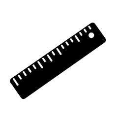 A simple black illustration of a ruler, angled diagonally.