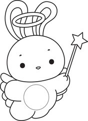 Outline of Illustration of cute bunny icon.
Lineart of Funny rabbit in daily activities elements.