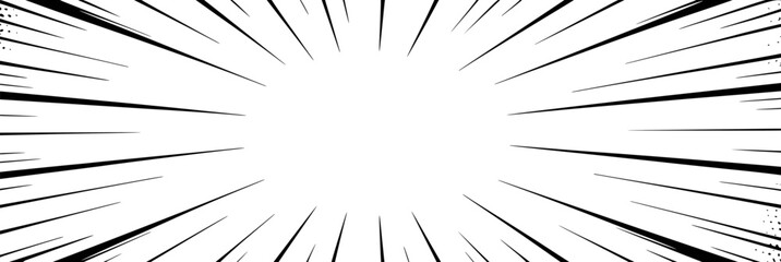Obraz premium Comic book style radial speed lines background black and white