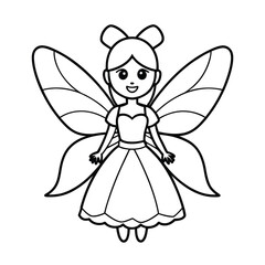 cute fairy princess with butterfly wings coloring book page 