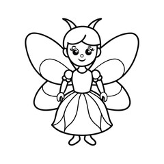 cute fairy princess with butterfly wings coloring