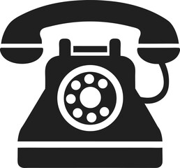 Classic black rotary telephone icon vector illustration isolated on white background