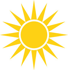 Simple yellow sun icon for summer concepts weather symbols and graphic design elements