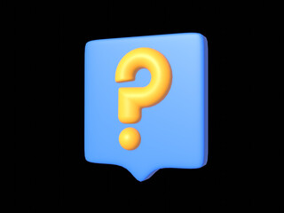 Realistic 3D question mark on speech bubble. Have a question, FAQ and QA. question sign