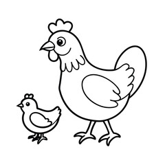 cute hen and chick coloring page sunny day farm