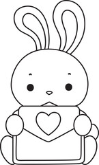 Outline of Illustration of cute bunny icon.
Lineart of Funny rabbit in daily activities elements.