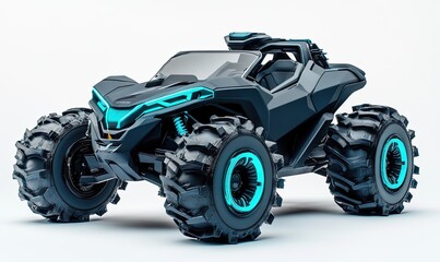 Obraz premium Dark futuristic off-roader with teal accents