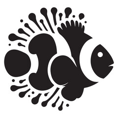 Cute Black and White Clownfish Vector Illustration