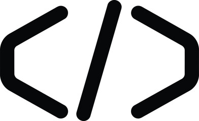 Coding Icon: A clean, minimalist illustration featuring the quintessential code brackets symbol, representing programming, development, and technological innovation.