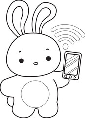 Outline of Illustration of cute bunny icon.
Lineart of Funny rabbit in daily activities elements.