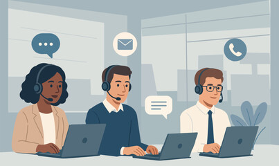 Different people working together in a call center
