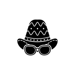 creative details Outline 
hat and glasses icon sign vector