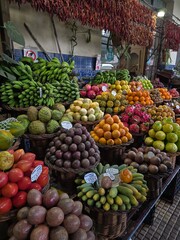 Fresh tropical fruits at Funchal&rsquo;s traditional market in Madeira 