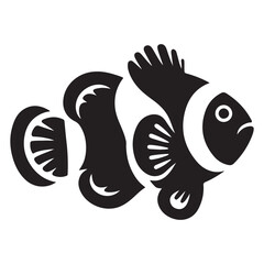 Cute Black and White Clownfish Vector Illustration