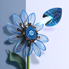 man made blue flower with charger png photo Isolated on Transparent Background